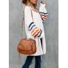 imageDokotoo Womens Long Open Front Cardigans Striped Color Block Loose Knit Sweaters Outwear CoatA White