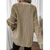 imageDokotoo Womens Oversized Striped Tunic Sweaters Casual V Neck Long Sleeve Color Block Knit Pullover Jumper TopsApricot