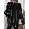 imageDokotoo Womens Oversized Striped Tunic Sweaters Casual V Neck Long Sleeve Color Block Knit Pullover Jumper TopsBlack