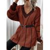 imageDokotoo Womens Oversized Striped Tunic Sweaters Casual V Neck Long Sleeve Color Block Knit Pullover Jumper TopsBrown 2