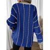 imageDokotoo Womens Oversized Striped Tunic Sweaters Casual V Neck Long Sleeve Color Block Knit Pullover Jumper TopsDark Blue