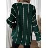 imageDokotoo Womens Oversized Striped Tunic Sweaters Casual V Neck Long Sleeve Color Block Knit Pullover Jumper TopsGreen
