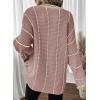 imageDokotoo Womens Oversized Striped Tunic Sweaters Casual V Neck Long Sleeve Color Block Knit Pullover Jumper TopsPink 1