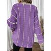 imageDokotoo Womens Oversized Striped Tunic Sweaters Casual V Neck Long Sleeve Color Block Knit Pullover Jumper TopsPurple 1