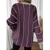imageDokotoo Womens Oversized Striped Tunic Sweaters Casual V Neck Long Sleeve Color Block Knit Pullover Jumper TopsPurple 2