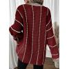 imageDokotoo Womens Oversized Striped Tunic Sweaters Casual V Neck Long Sleeve Color Block Knit Pullover Jumper TopsRed