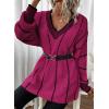 imageDokotoo Womens Oversized Striped Tunic Sweaters Casual V Neck Long Sleeve Color Block Knit Pullover Jumper TopsRose Pink