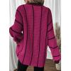 imageDokotoo Womens Oversized Striped Tunic Sweaters Casual V Neck Long Sleeve Color Block Knit Pullover Jumper TopsRose Pink