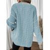 imageDokotoo Womens Oversized Striped Tunic Sweaters Casual V Neck Long Sleeve Color Block Knit Pullover Jumper TopsSky Blue