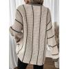 imageDokotoo Womens Oversized Striped Tunic Sweaters Casual V Neck Long Sleeve Color Block Knit Pullover Jumper TopsWhite