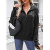 imageDokotoo Womens Quarter Zip Pullover Turtleneck Sweater Long Sleeve Fall Outfits Ribbed Knit Winter SweatersBlack