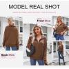 imageDokotoo Womens Quarter Zip Pullover Turtleneck Sweater Long Sleeve Fall Outfits Ribbed Knit Winter SweatersBrown