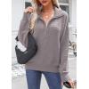 imageDokotoo Womens Quarter Zip Pullover Turtleneck Sweater Long Sleeve Fall Outfits Ribbed Knit Winter SweatersGray