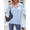 imageDokotoo Womens Quarter Zip Pullover Turtleneck Sweater Long Sleeve Fall Outfits Ribbed Knit Winter SweatersSky Blue