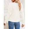imageDokotoo Womens Ribbed Knit Textured Drop Shoulder Long Sleeve Crew Neck Pullover SweatersBright White