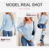 imageDokotoo Womens Ribbed Knit Textured Drop Shoulder Long Sleeve Crew Neck Pullover SweatersSky Blue