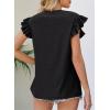 imageDokotoo Womens Summer Knit Tops 2025 Hollow Out Crewneck Cute Ruffle Short Sleeve Womens T Shirts BlousesBlack