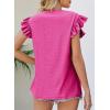 imageDokotoo Womens Summer Knit Tops 2025 Hollow Out Crewneck Cute Ruffle Short Sleeve Womens T Shirts BlousesBright Pink