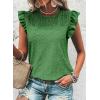 imageDokotoo Womens Summer Knit Tops 2025 Hollow Out Crewneck Cute Ruffle Short Sleeve Womens T Shirts BlousesGreen