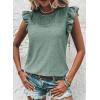 imageDokotoo Womens Summer Knit Tops 2025 Hollow Out Crewneck Cute Ruffle Short Sleeve Womens T Shirts BlousesMist Green