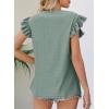 imageDokotoo Womens Summer Knit Tops 2025 Hollow Out Crewneck Cute Ruffle Short Sleeve Womens T Shirts BlousesMist Green