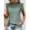 imageDokotoo Womens Summer Knit Tops 2025 Hollow Out Crewneck Cute Ruffle Short Sleeve Womens T Shirts BlousesMist Green