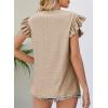 imageDokotoo Womens Summer Knit Tops 2025 Hollow Out Crewneck Cute Ruffle Short Sleeve Womens T Shirts BlousesTan
