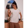 imageDokotoo Womens Summer Knit Tops 2025 Hollow Out Crewneck Cute Ruffle Short Sleeve Womens T Shirts BlousesWhite