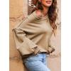imageDokotoo Womens Sweater 2025 Fall Winter Long Sleeve Casual Tops Ribbed Hem Knitwear Lantern Pullover SweaterA Apricot