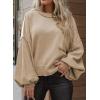 imageDokotoo Womens Sweater 2025 Fall Winter Long Sleeve Casual Tops Ribbed Hem Knitwear Lantern Pullover SweaterA Apricot
