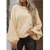 imageDokotoo Womens Sweater 2025 Fall Winter Long Sleeve Casual Tops Ribbed Hem Knitwear Lantern Pullover SweaterA Beige