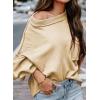 imageDokotoo Womens Sweater 2025 Fall Winter Long Sleeve Casual Tops Ribbed Hem Knitwear Lantern Pullover SweaterA Beige