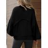 imageDokotoo Womens Sweater 2025 Fall Winter Long Sleeve Casual Tops Ribbed Hem Knitwear Lantern Pullover SweaterA Black
