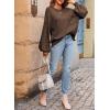 imageDokotoo Womens Sweater 2025 Fall Winter Long Sleeve Casual Tops Ribbed Hem Knitwear Lantern Pullover SweaterA Dark Brown