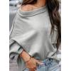 imageDokotoo Womens Sweater 2025 Fall Winter Long Sleeve Casual Tops Ribbed Hem Knitwear Lantern Pullover SweaterA Gray