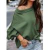 imageDokotoo Womens Sweater 2025 Fall Winter Long Sleeve Casual Tops Ribbed Hem Knitwear Lantern Pullover SweaterA Green