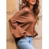 imageDokotoo Womens Sweater 2025 Fall Winter Long Sleeve Casual Tops Ribbed Hem Knitwear Lantern Pullover SweaterA Orange