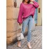 imageDokotoo Womens Sweater 2025 Fall Winter Long Sleeve Casual Tops Ribbed Hem Knitwear Lantern Pullover SweaterA Rose Red
