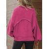 imageDokotoo Womens Sweater 2025 Fall Winter Long Sleeve Casual Tops Ribbed Hem Knitwear Lantern Pullover SweaterA Rose Red