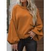imageDokotoo Womens Sweater 2025 Fall Winter Long Sleeve Casual Tops Ribbed Hem Knitwear Lantern Pullover SweaterA Russet Orange