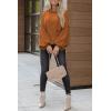 imageDokotoo Womens Sweater 2025 Fall Winter Long Sleeve Casual Tops Ribbed Hem Knitwear Lantern Pullover SweaterA Russet Orange
