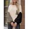 imageDokotoo Womens Sweater 2025 Fall Winter Long Sleeve Casual Tops Ribbed Hem Knitwear Lantern Pullover SweaterApricot a