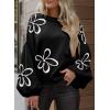 imageDokotoo Womens Sweater 2025 Fall Winter Long Sleeve Casual Tops Ribbed Hem Knitwear Lantern Pullover SweaterBlack B