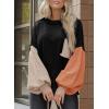 imageDokotoo Womens Sweater 2025 Fall Winter Long Sleeve Casual Tops Ribbed Hem Knitwear Lantern Pullover SweaterBlack a