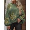 imageDokotoo Womens Sweater 2025 Fall Winter Long Sleeve Casual Tops Ribbed Hem Knitwear Lantern Pullover SweaterGreen a