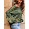 imageDokotoo Womens Sweater 2025 Fall Winter Long Sleeve Casual Tops Ribbed Hem Knitwear Lantern Pullover SweaterGreen a
