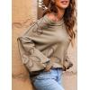 imageDokotoo Womens Sweater 2025 Fall Winter Long Sleeve Casual Tops Ribbed Hem Knitwear Lantern Pullover SweaterKhaki