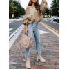 imageDokotoo Womens Sweater 2025 Fall Winter Long Sleeve Casual Tops Ribbed Hem Knitwear Lantern Pullover SweaterKhaki