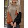 imageDokotoo Womens Sweater 2025 Fall Winter Long Sleeve Casual Tops Ribbed Hem Knitwear Lantern Pullover SweaterPale Khaki