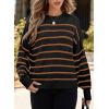 imageDokotoo Womens Sweater 2025 Fall Winter Striped Sweaters Casual Trendy SweaterBlack